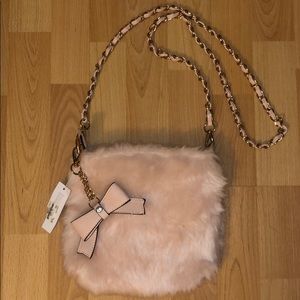 Pink Faux Fur Crossbody Purse
